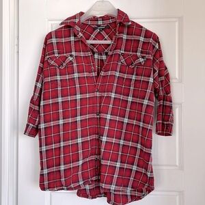 Underground - oversized plaid flannel quarter sleeve shirt